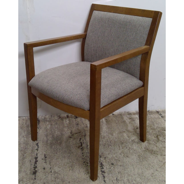 Wood Armchair with Gray Cushions
