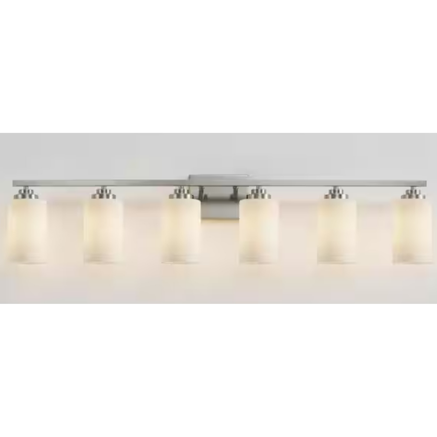 6-Light Brushed Nickel Vanity Light with Frosted Glass Shade