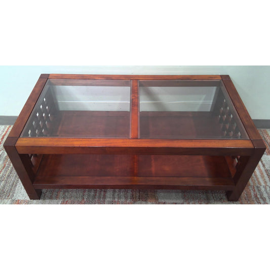 Wooden Glass-Top Coffee Table