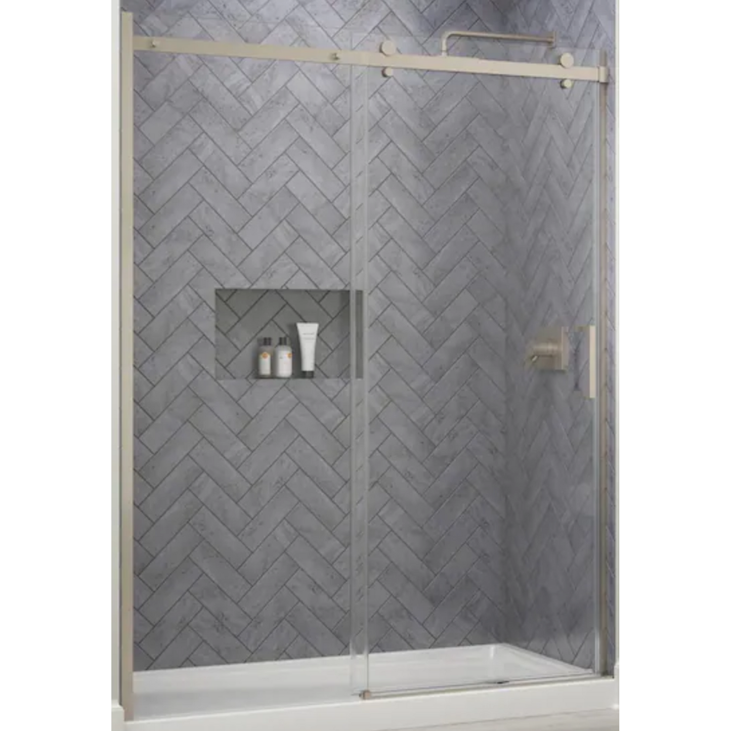 54-3/8 to 60 in. W x 76 in. H Frameless Sliding Shower Door in Nickel