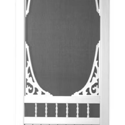 White 36x80 Inch Reversible Solid Vinyl Single Hinged Screen Door