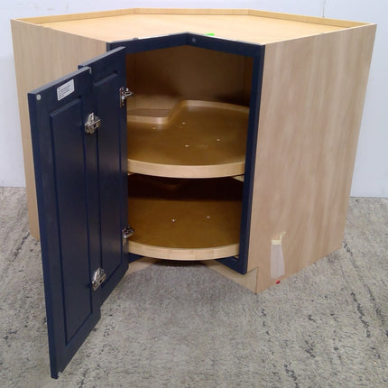36" Blue Lazy Susan Plywood Base Corner Cabinet