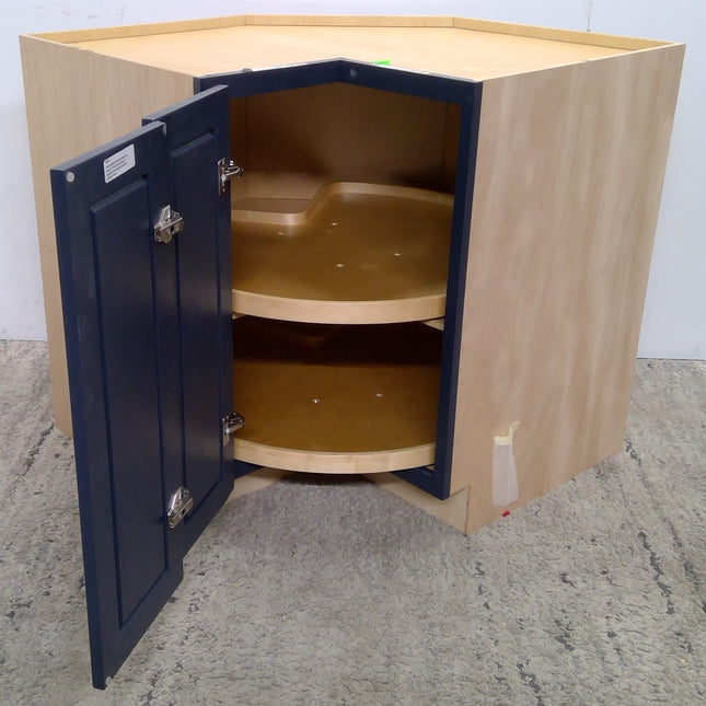 36" Blue Lazy Susan Plywood Base Corner Cabinet