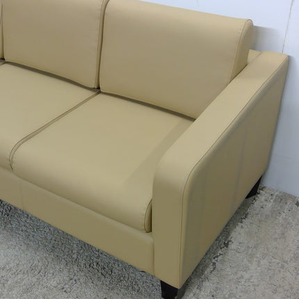 74" Tan 3-Seat Faux Leather Sofa