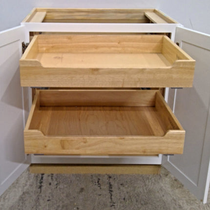30" White 2-Drawer Plywood Base Cabinet