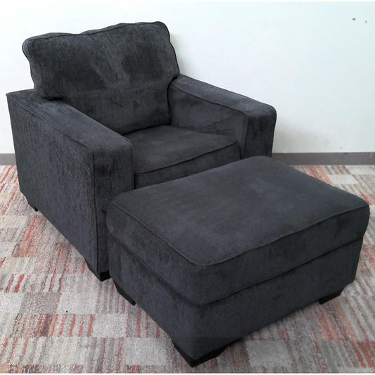Gray Armchair with Ottoman
