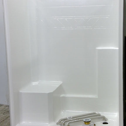 60-in W x 33-in L x 77-in H Rectangle One-Piece Shower Kit (Right Drain) with Integrated Seat Base and Wall Drain