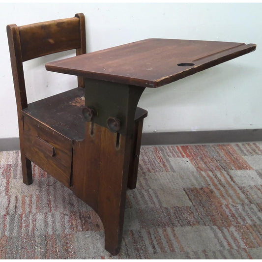 Antique Wood School Desk