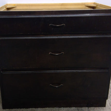 36" Dark Brown 3-Drawer Base Cabinet