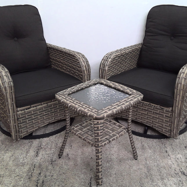 3 Piece Patio Swivel Rocking Chair Set