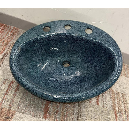 Speckled Blue Drop In Bathroom Sink