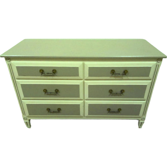 White and Gray 6-Drawer Dresser