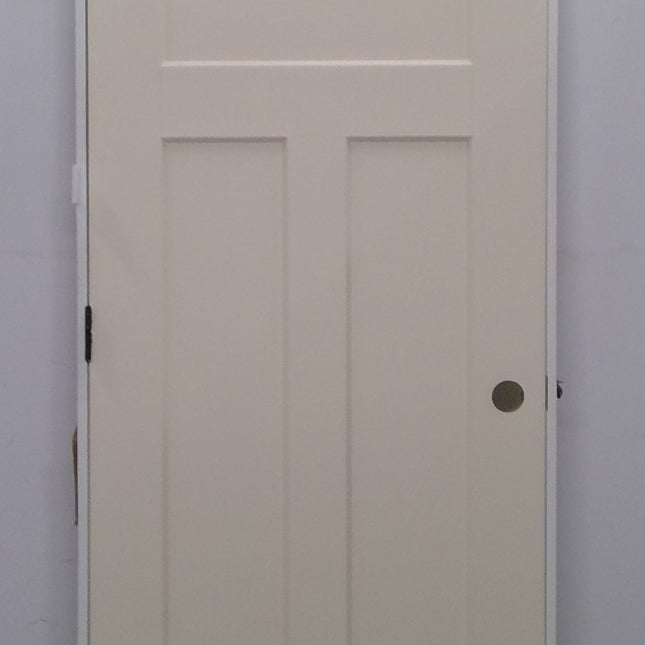 30" x 80" Prehung White 3-Panel Hollow Core Door