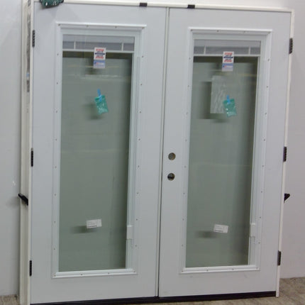 72 in. x 80 in. Primed Steel French Patio Door w/Full Lite Low-E Glass and Interior Mini Blinds