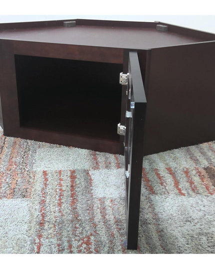 24" Glass Door Espresso Upper Corner Cabinet RTA