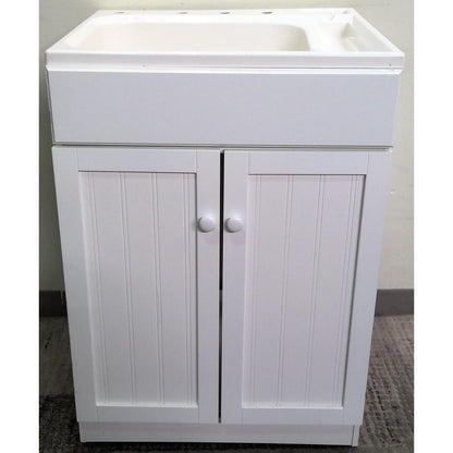 White Utility Sink with Cabinet