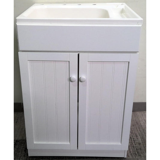White Utility Sink with Cabinet