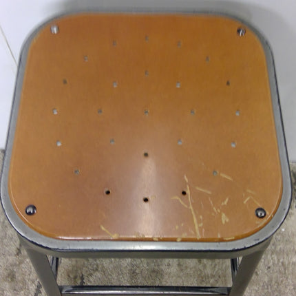 Metal Stool with Brown Seat