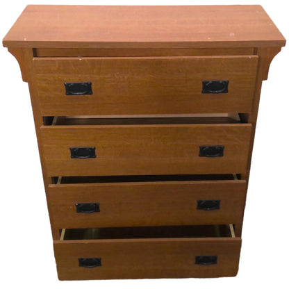 Mission-Style 4-Drawer Dresser, front with drawers extended