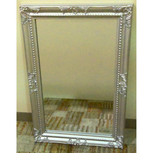 24" Ornate Silver Resin Wall Mirror