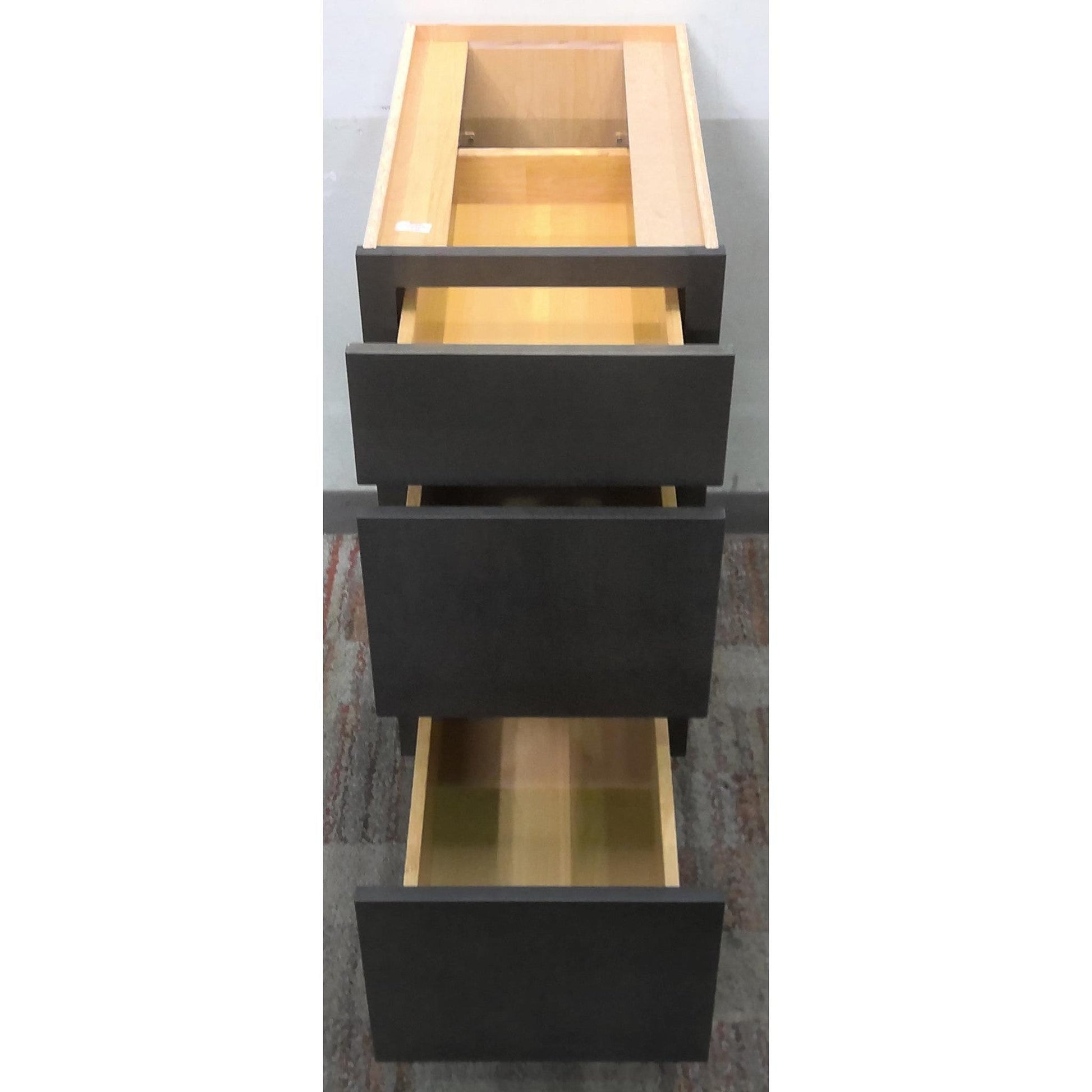 15" Gray 3-Drawer Base Cabinet