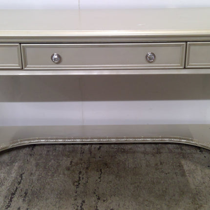 Ornate Silver Bedroom Vanity with Mirror