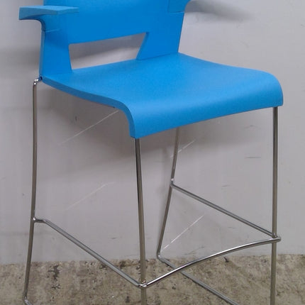 Blue Polymer Barstool with Chrome Metal Legs