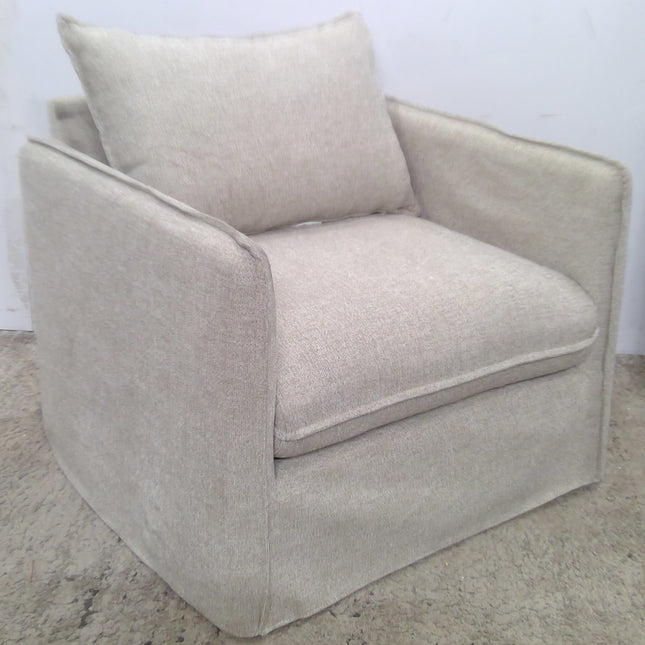 Gray Slouchy Lounge Chair with French Seams