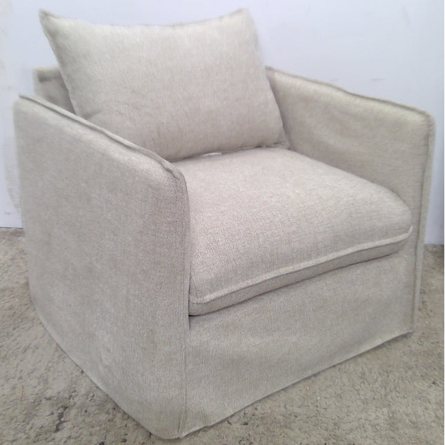 Gray Slouchy Lounge Chair with French Seams