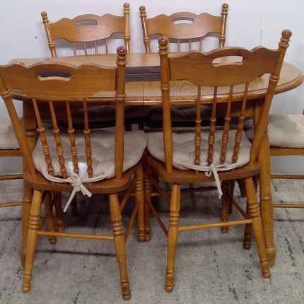 53.5" Oval Wood Table with 6 Wood Chairs