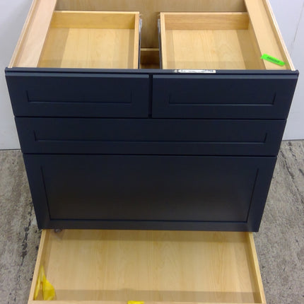 36" Blue 5-Drawer Plywood Base Cabinet