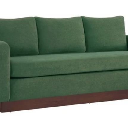 Modern Green Three Seat Sofa with Rubberwood Legs