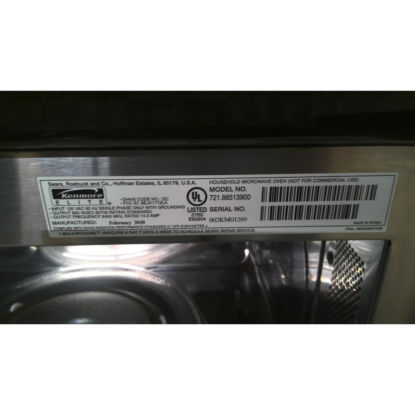 Kenmore Elite Over Range Microwave