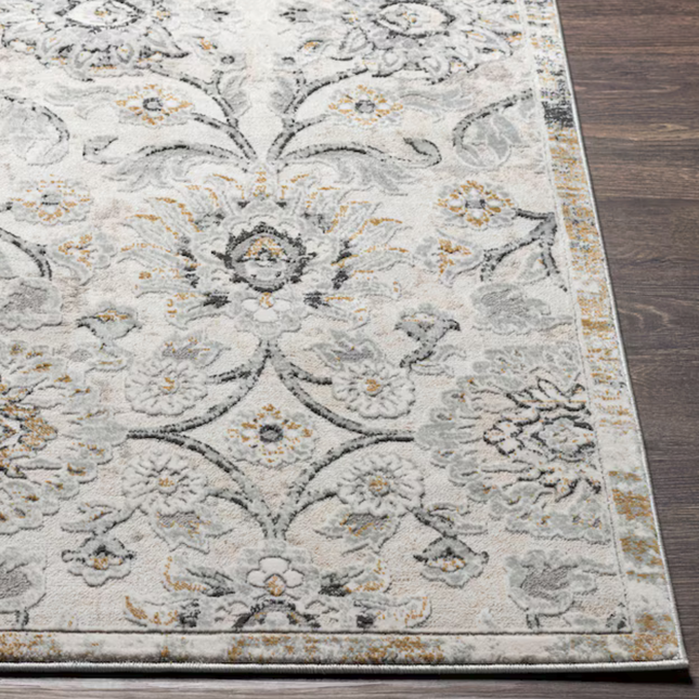 8.14-ft x 5.92-ft Loomed Polyester Gray Rectangular Persian Pet Friendly Area Rug