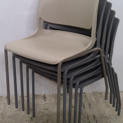 Beige Armless Stackable Guest Chair