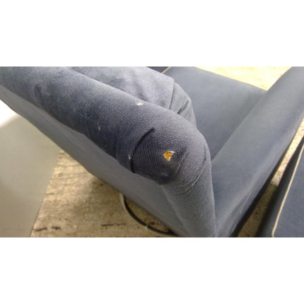 Blue Swivel Rocking Armchair with Ottoman