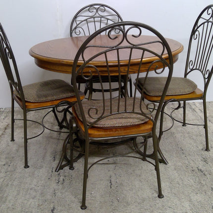 Round Wood Dining Table with 4 Chairs