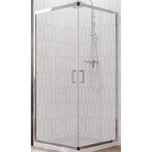 36 in. W x 72 in. H Square Sliding Framed Corner Shower Enclosure in Chrome