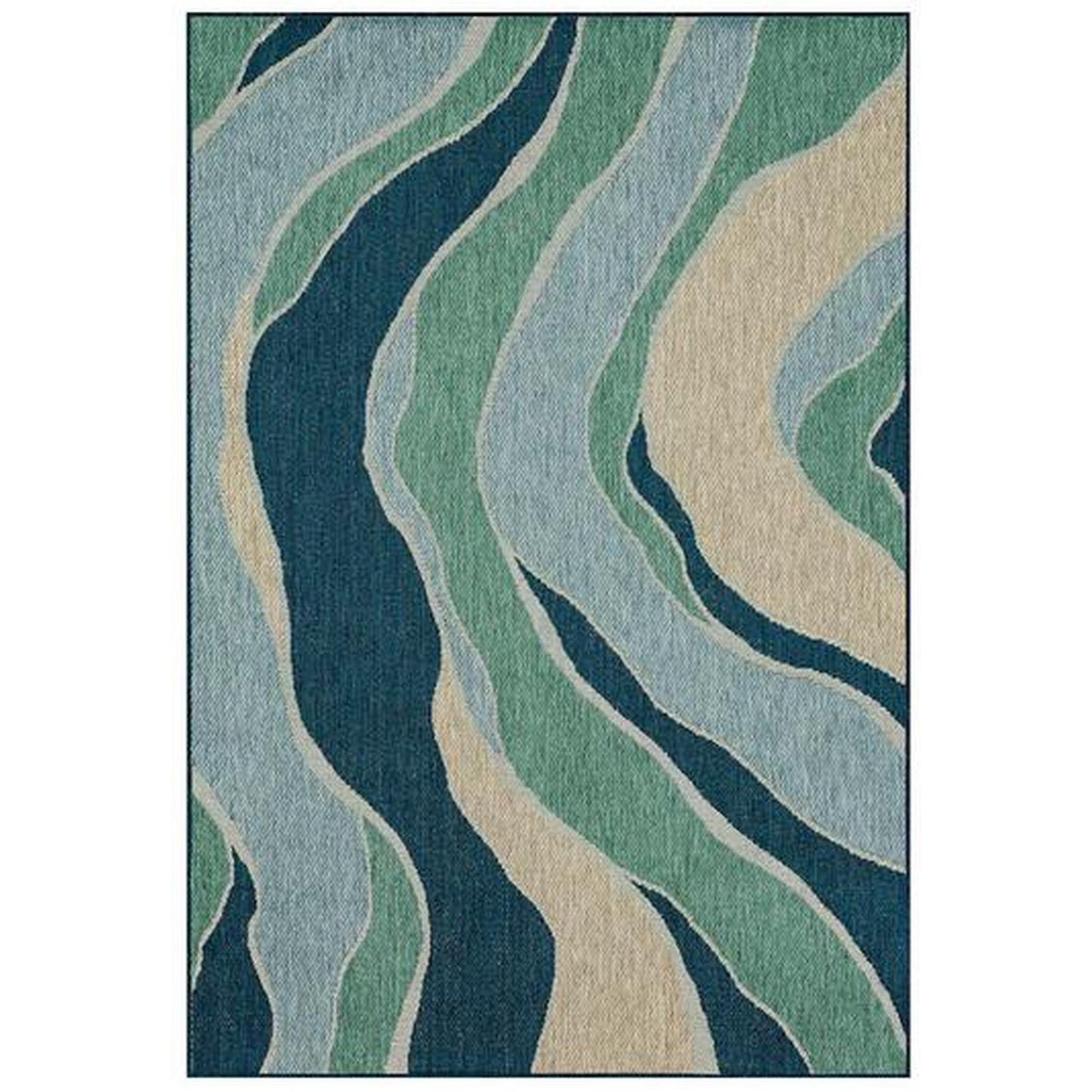 Aqua Wave 5 x 7 (ft) Loomed Blue Rectangular Outdoor Pet Friendly Area Rug
