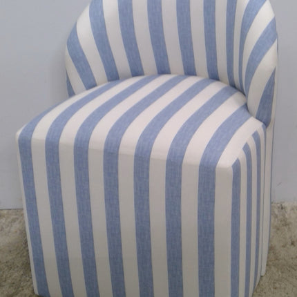 Blue Striped Upholstered Tub Dining Chair