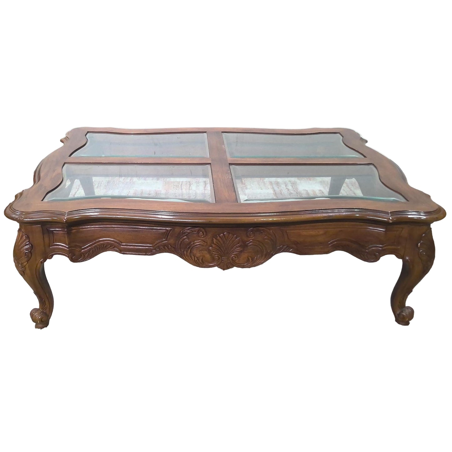 50" Ornate Glass Top Coffee Table