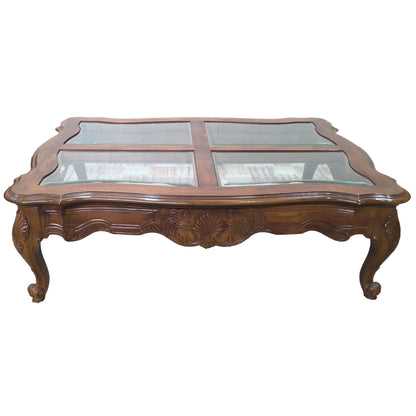 50" Ornate Glass Top Coffee Table