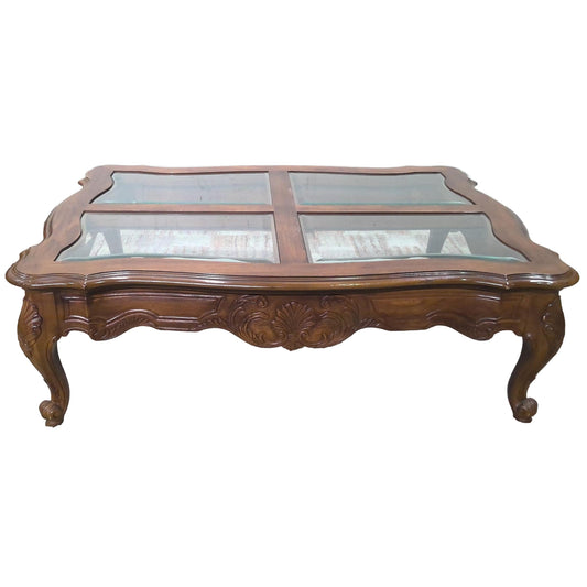 50" Ornate Glass Top Coffee Table