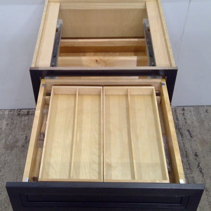 24" Black 3-Drawer Base Cabinet