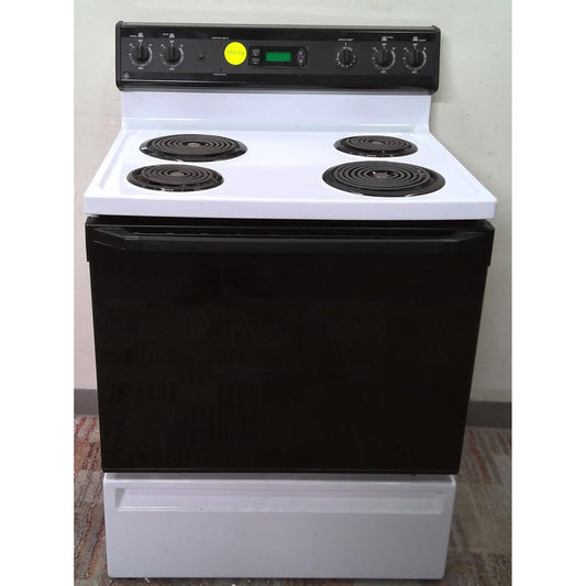 GE White and Black Electric Stove