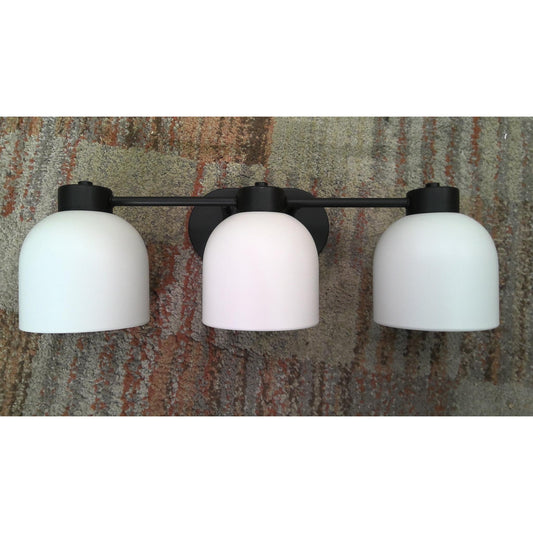 3 Light Matte Black Contemporary Bath Vanity Light