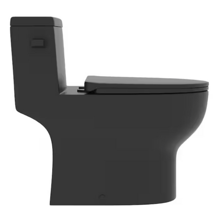 Concord 12 in. Rough in Size 1-Piece 1.28 GPF Single Flush Elongated Toilet in Black Seat Included