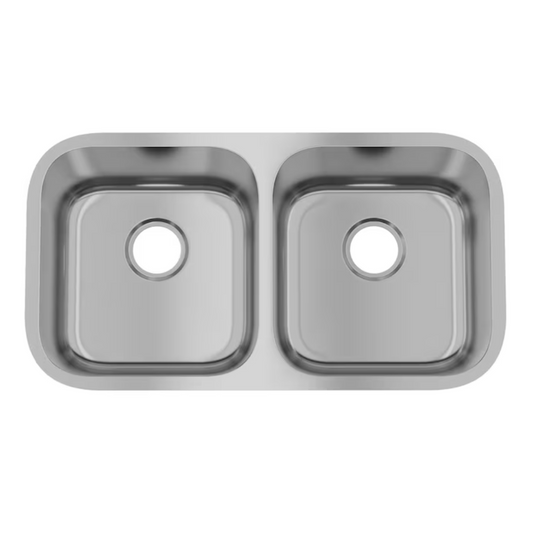 Undermount 32.09-in x 17.95-in Stainless Steel Double Equal Bowl 18 -Gauge Kitchen Sink