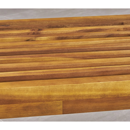 Metal/Solid Acacia Wood Outdoor Bench