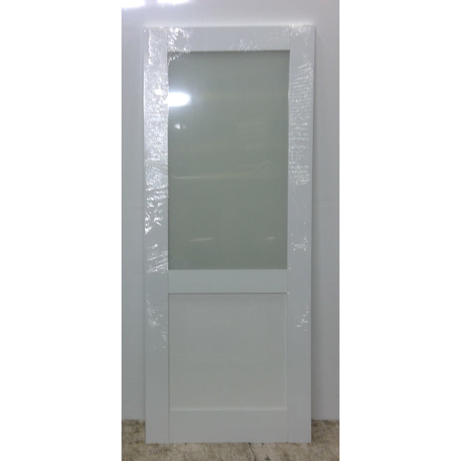 32-in x 80-in White Solid Core 1-panel Frosted Glass MDF Interior Door